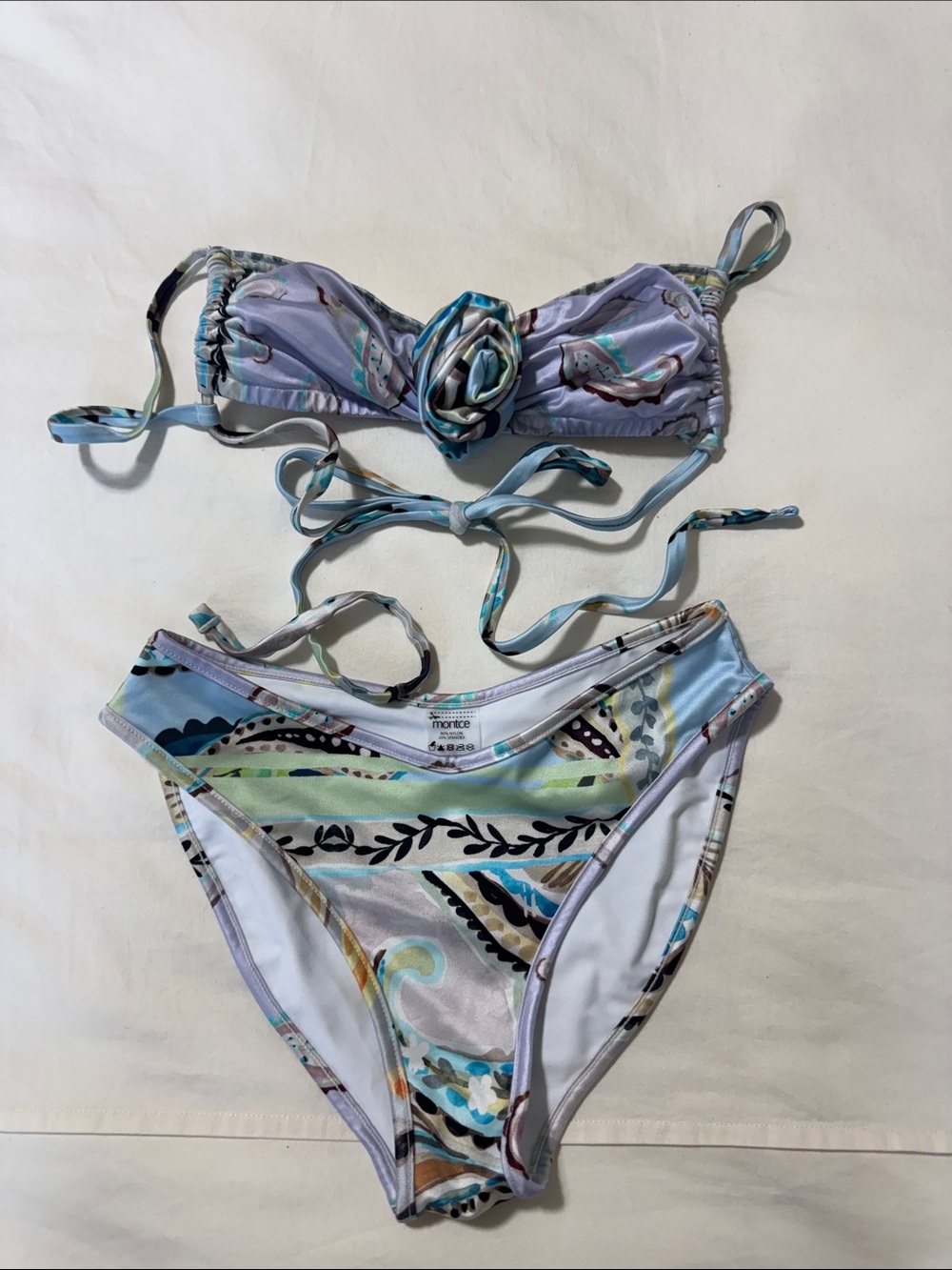 Montce St. Barths Rosette Bikini Top Size small and Lulu bottoms size XS - Picture 4 of 7